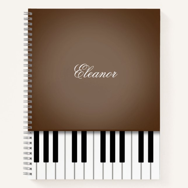 Carnet Clavier de musique piano Brown foncé personnalisé (Devant)