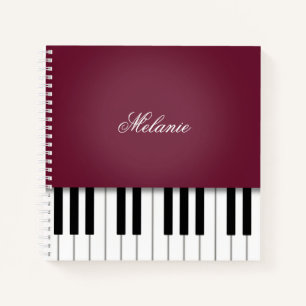 Carnet Clavier de musique Piano Rouge Vin Personnalisé