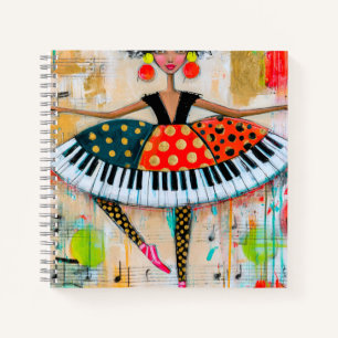 Carnet Clavier de piano fantaisiste Danseuse de ballet
