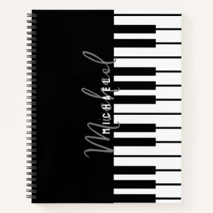 Carnet Clavier de piano noir et blanc moderne Monogramme