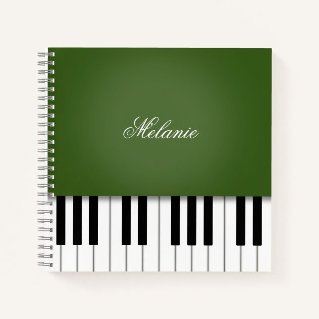 Carnet Clavier Moss Green Piano Music Personnalisé (Devant)