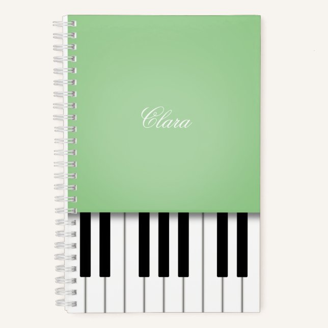 Carnet Clavier Pale Green Piano Music Personnalisé (Recto)