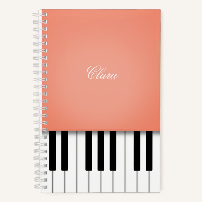 Carnet Clavier Piano Music Peach Personnalisé (Recto)