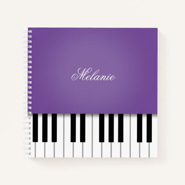 Carnet Clavier Purple Piano Music Personnalisé (Devant)