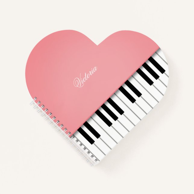 Carnet Clavier rose Pink Grand Piano Music Personnalisé (Devant)