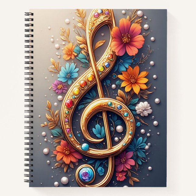 Carnet Clé de sol florale  (Devant)