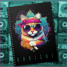 Carnet CLÉ RÉtro Chat avec Bandana et lunettes de soleil