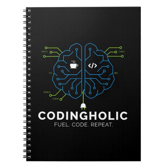 Carnet Clean Tech Brain Coding Notebook Design For Coders (Devant)