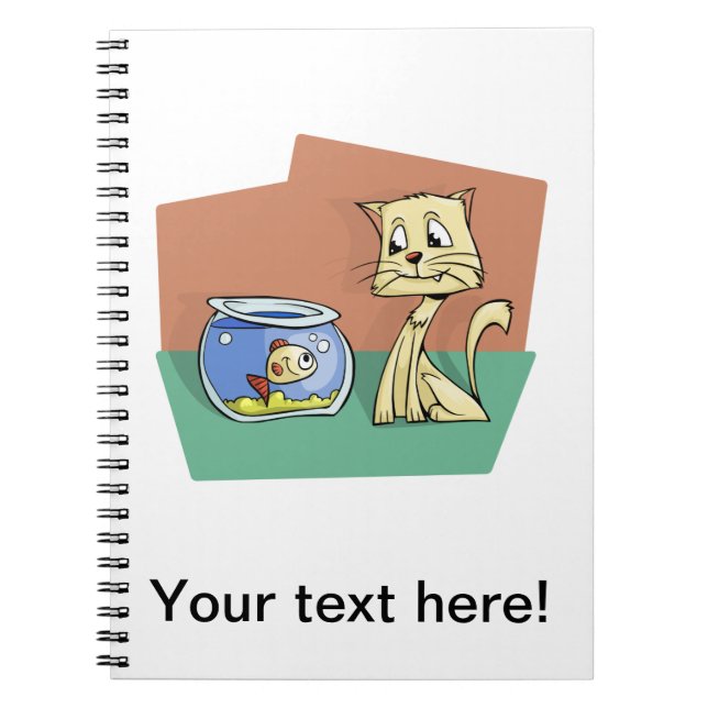 Carnet Clipart de cuvette de chat et de poissons (Devant)
