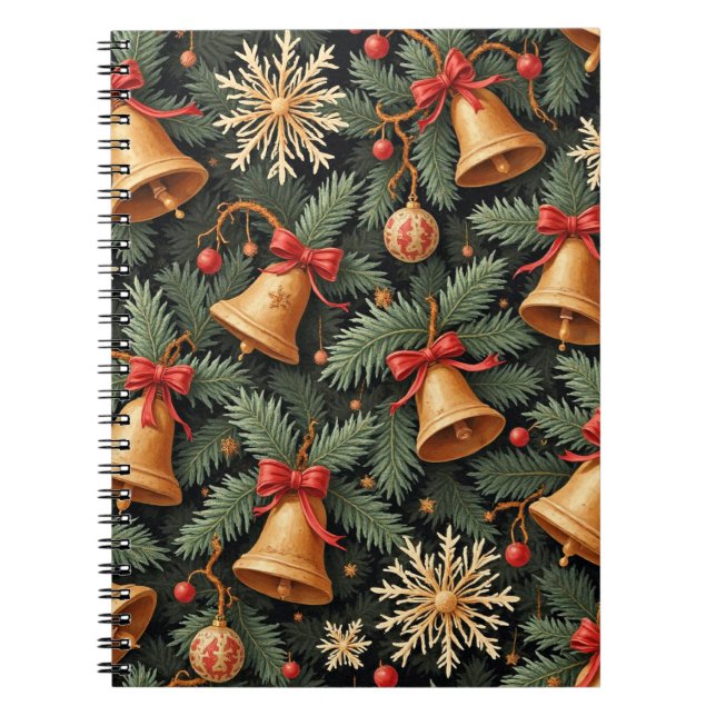 Carnet Cloches de fêtes, motif décoratif de Noël, (Devant)