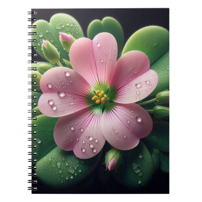 Carnet Clover Floral rose et vert Oxalis (Devant)