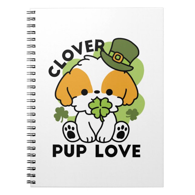 Carnet Clover Pup Love - St. Patrick's Day Chien Design (Devant)