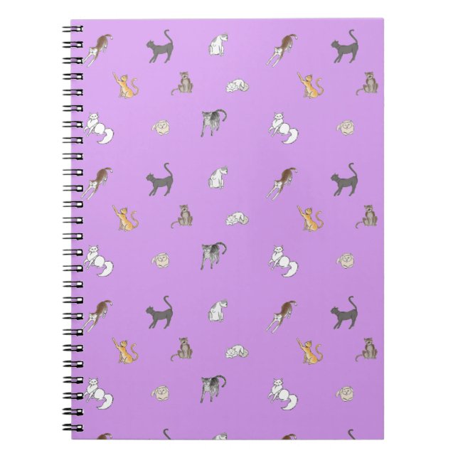 Carnet clowder de chats en set de table lilas (Devant)