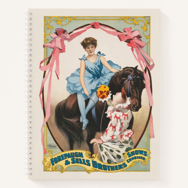 Carnet Clown Distribuant Des Fleurs À Une Femme À Cheval (Devant)