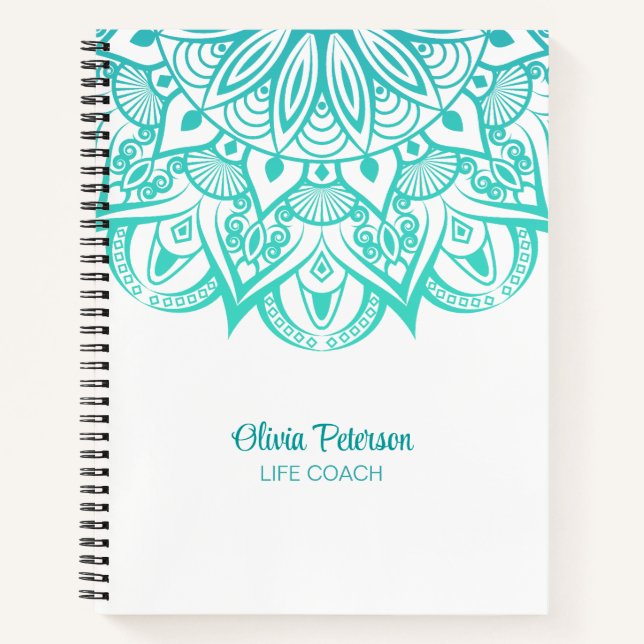 Carnet Coach moderne Turquoise Mandala Life (Devant)