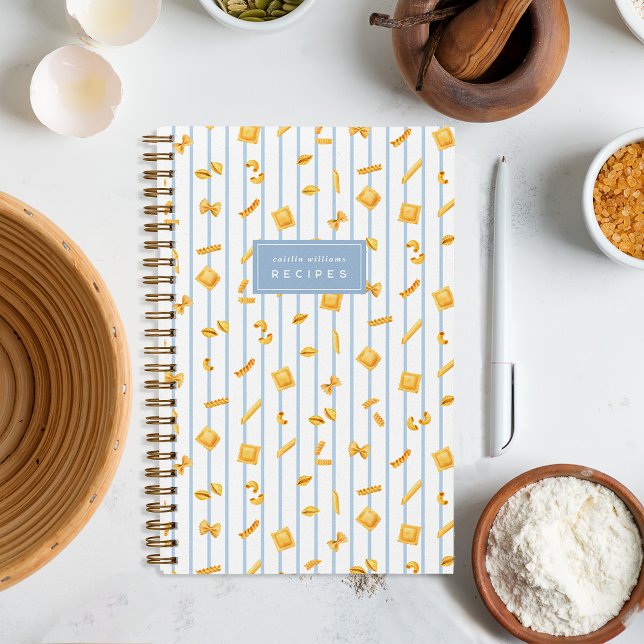 Carnet Coastal Blue | Pasta Shapes Personalized Recipe (Créateur téléchargé)