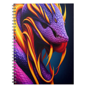 Carnet Cobra serpent avec écailles orange et violette vib
