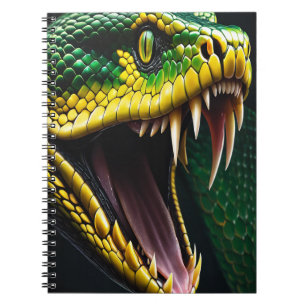Carnet Cobra serpent avec écailles vertes et jaunes vibra