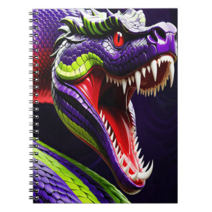 Carnet Cobra serpent avec écailles vertes et violettes vi