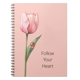 Carnet Coccinelle de la Dame de la Fleur de Tulipe Rose