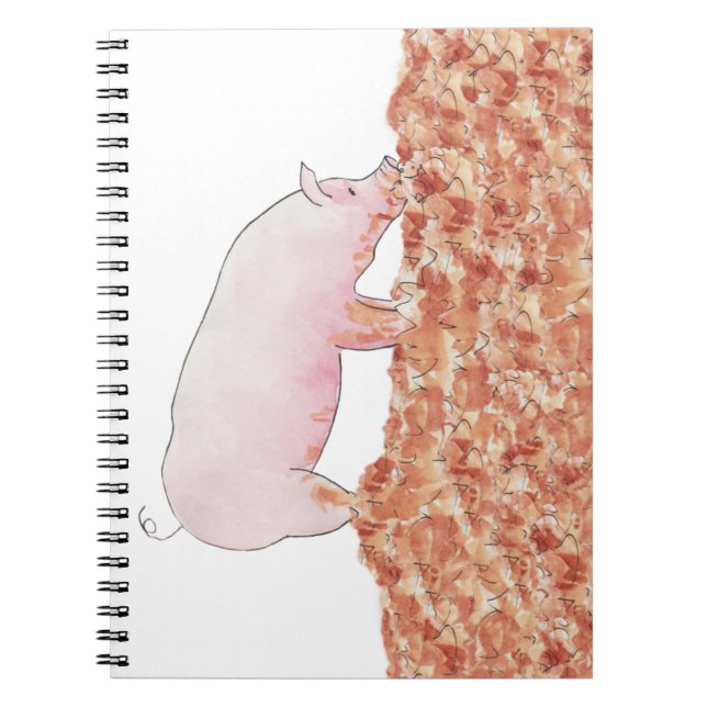 Carnet Cochon rose mou dans la boue Amusante Aquarelle An (Devant)