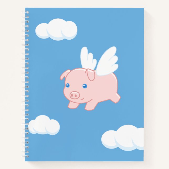 Carnet Cochon volant - Cochon mignon avec ailes (Devant)
