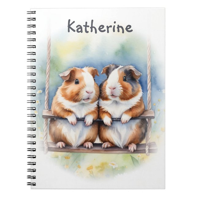 Carnet Cochons d'Inde mignons sur une balançoire Personna (Devant)