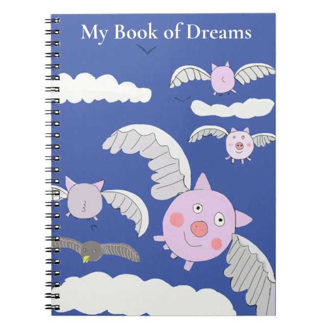 Carnet Cochons volants drôles et corbeau perplexe (Devant)