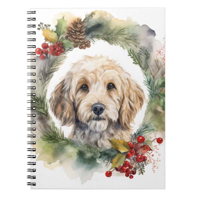 Carnet Cockapoo Christmas Wreath Festive Pup (Devant)