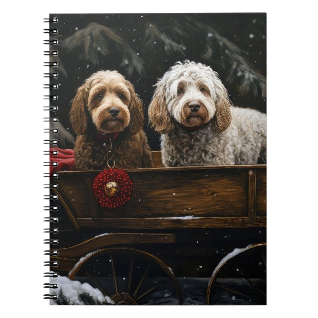 Carnet Cockapoo Traîneau enneigé Décoration de Noël    (Devant)