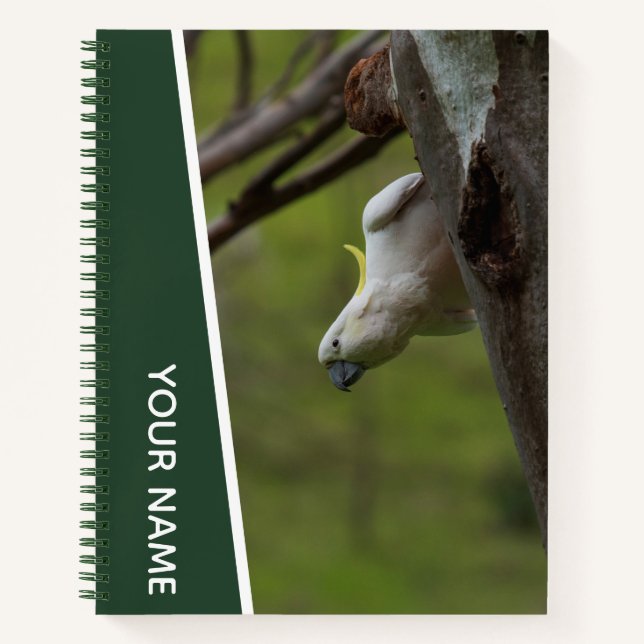 Carnet Cockatoo Australie Perroquet à l'envers, Vert drôl (Devant)