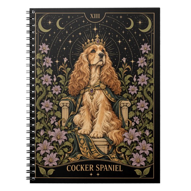 Carnet Cocker Spaniel, Art du Tarot Starlit (Devant)