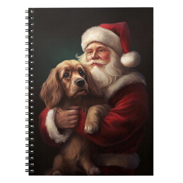 Carnet Cocker Spaniel avec le Père Noël Festif de Noël (Devant)