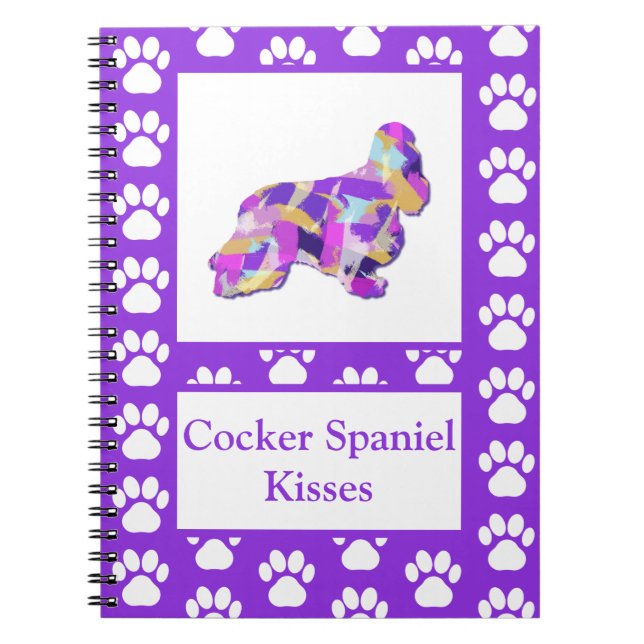 Carnet Cocker Spaniel Bisses Chien Silhouette Purple PY&B (Devant)