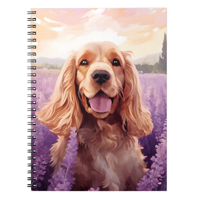 Carnet Cocker Spaniel dans le champ Lavender (Devant)