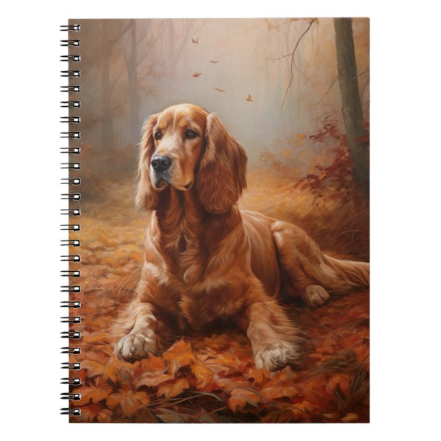 Carnet Cocker Spaniel dans les feuilles d'automne qui tom (Devant)