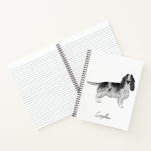 Carnet Cocker Spaniel en noir et blanc & texte personnali