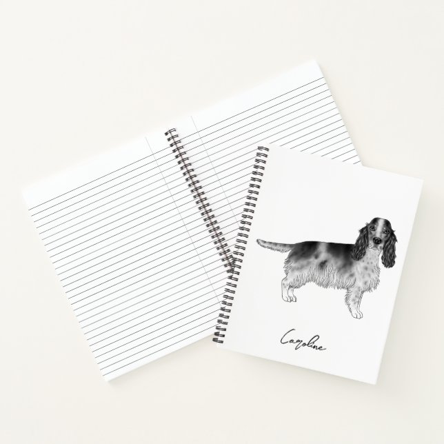 Carnet Cocker Spaniel en noir et blanc & texte personnali (Intérieur)