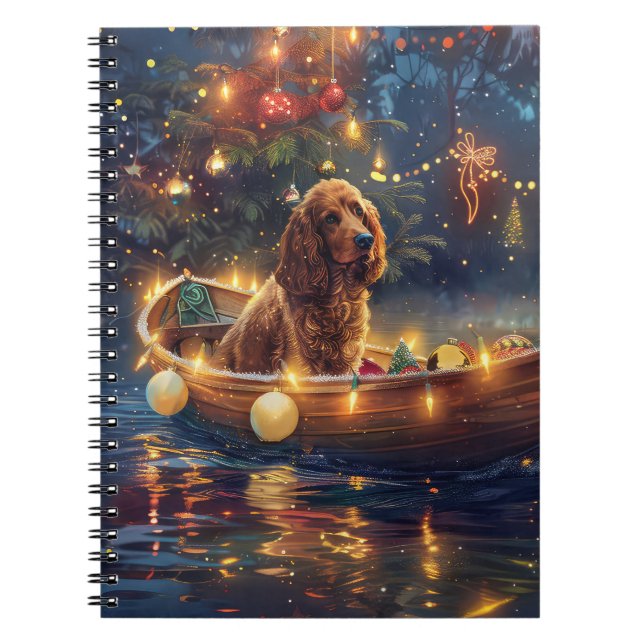 Carnet Cocker Spaniel Noël Festive Voyage (Devant)