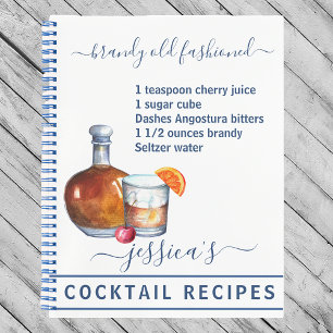 Carnet Cocktail Aquarelle Recette Boissons Mixtes Brandy