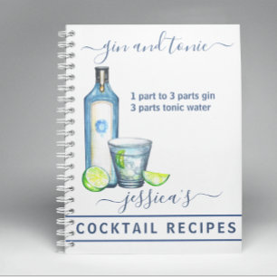 Carnet Cocktail Aquarelle Recette Boissons Mixtes Gin
