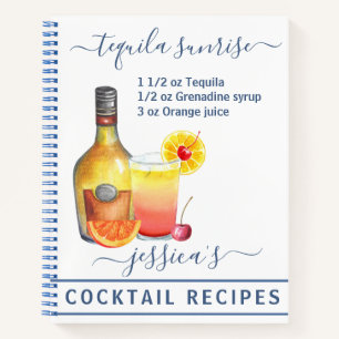 Carnet Cocktail Aquarelle Recette Boissons Mixtes Tequila