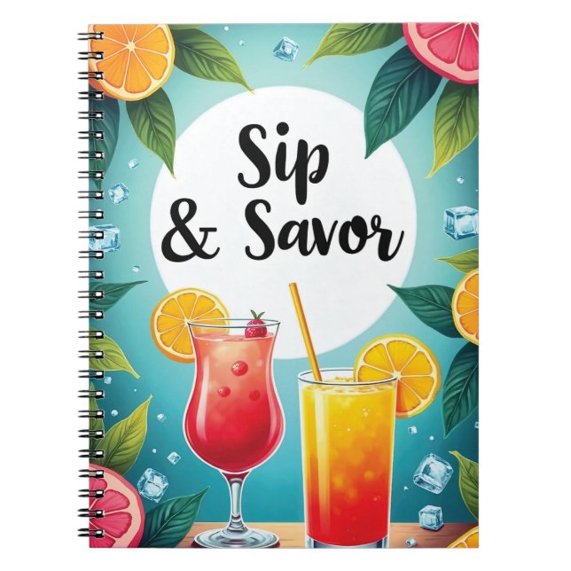 Carnet Cocktail et roses (Devant)