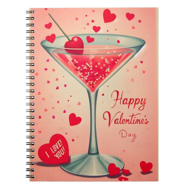 Carnet cocktail Martini de la Saint-Valentin du milieu du (Devant)