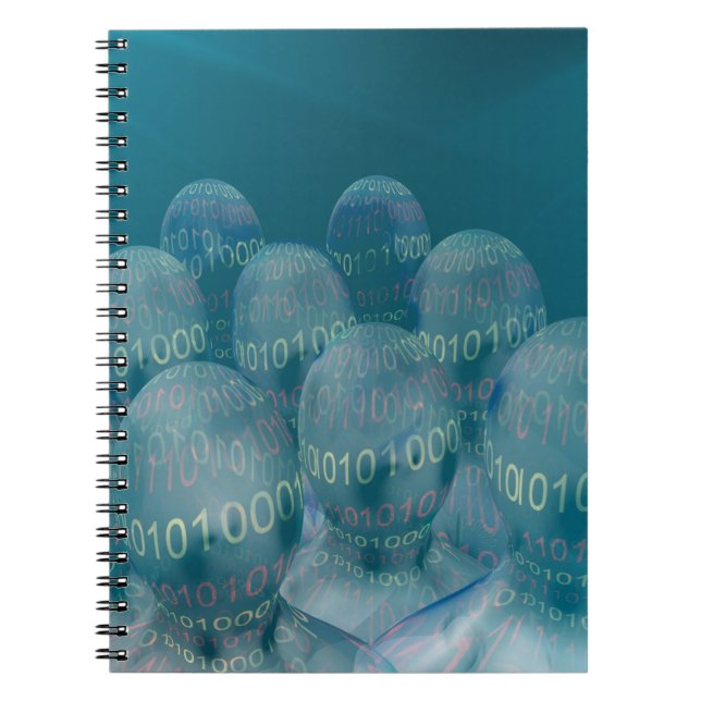 Carnet code binaire, homme et communications numériques. (Devant)