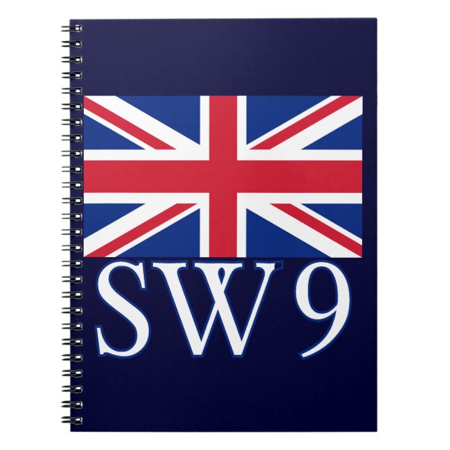 Carnet Code postal SW9 de Londres avec Union Jack (Devant)