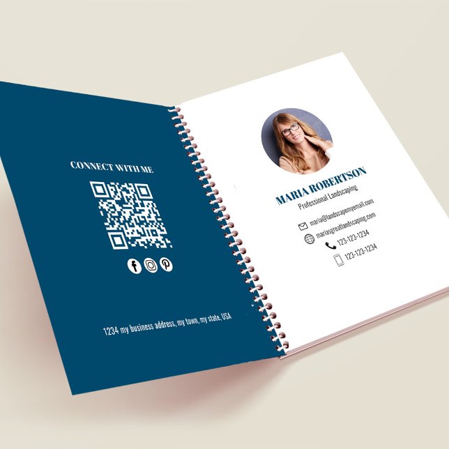 Carnet Code QR de l'entreprise de photos professionnelles (Businesses add your photo or logo simple minimalist notebook.)