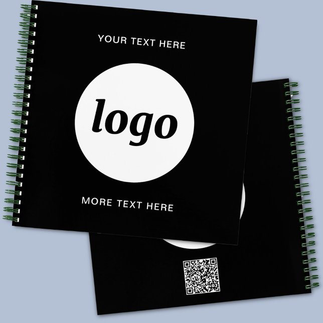 Carnet Code QR de texte de logo simple Promotion commerci (Simple logo with custom text QR Code business branding promotional notebooks)