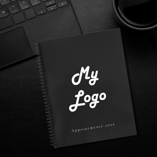 Carnet Code QR d'entreprise avec logo personnalisé noir e (Créateur téléchargé)
