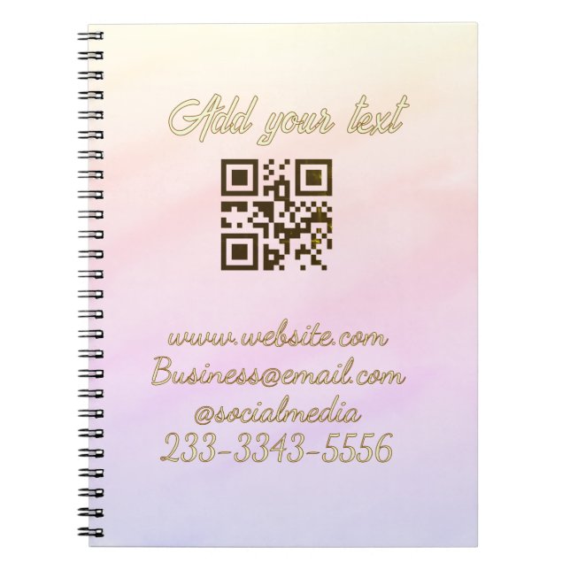 Carnet code QR personnalisé simple ajoutez votre nom text (Devant)